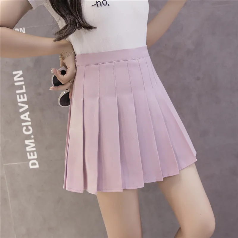 High Waist Skirt Summer Student Korean Chequered Elastic Slim Look Fresh Looking Pleated Women Skirt