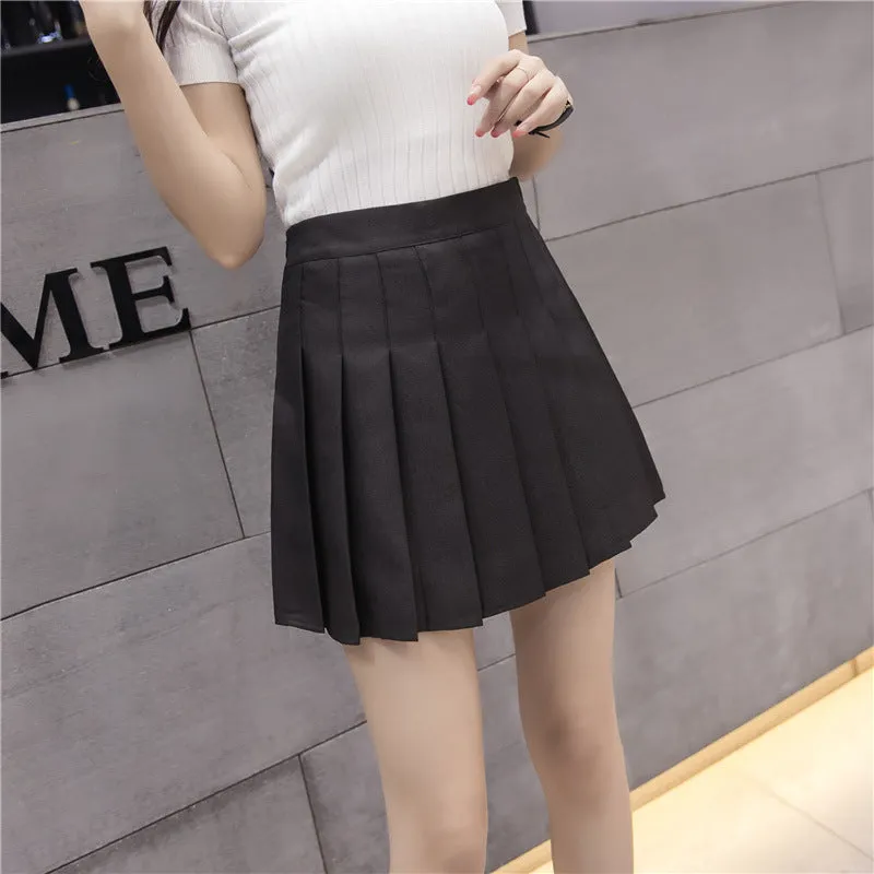 High Waist Skirt Summer Student Korean Chequered Elastic Slim Look Fresh Looking Pleated Women Skirt