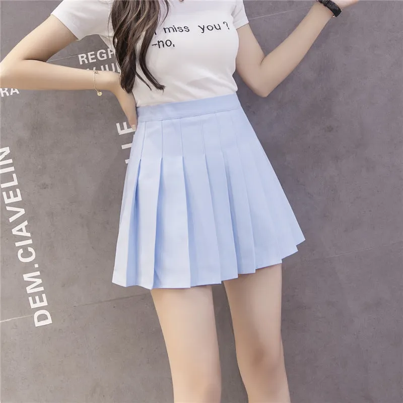 High Waist Skirt Summer Student Korean Chequered Elastic Slim Look Fresh Looking Pleated Women Skirt