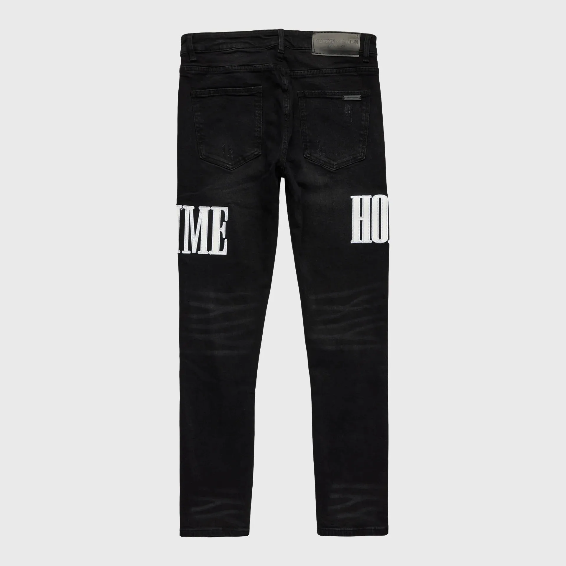 Homme   Femme Letterman Denim Black w/White