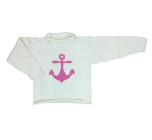 Ivory Pink Anchor Roll Neck Sweater