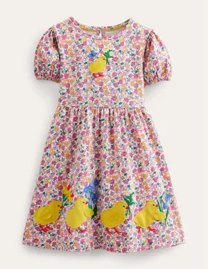 Jersey Logo Dress-Bright Petal Butterfly Berry