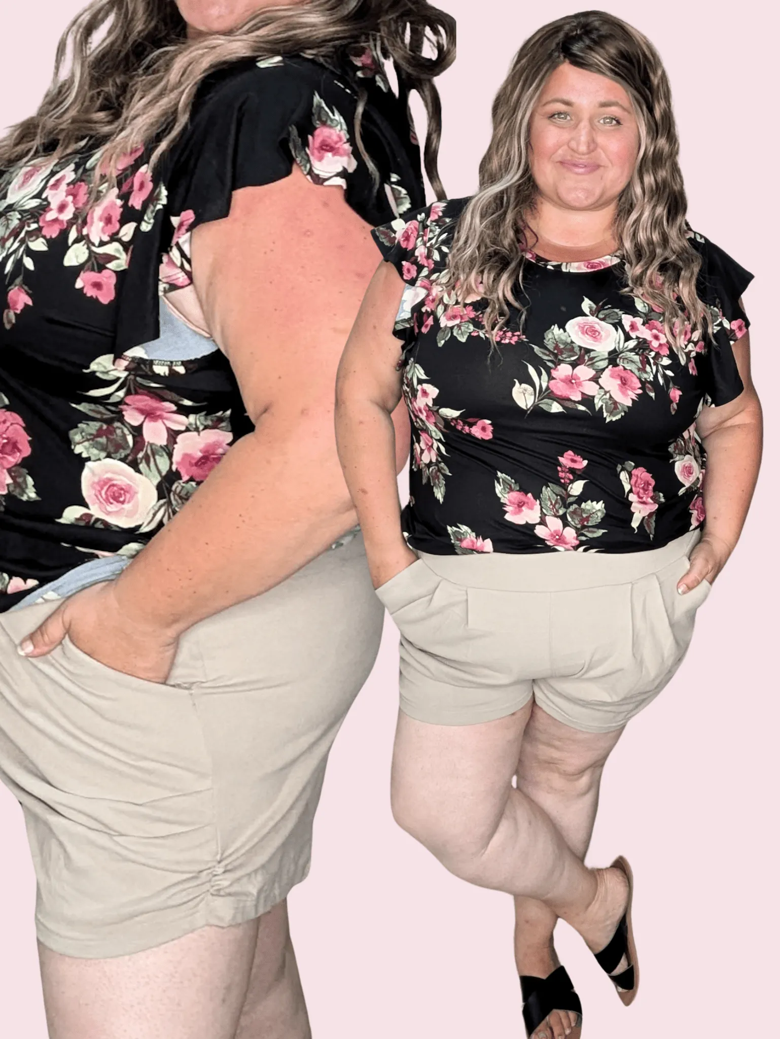June Ruched Harem Shorts in Natural Stone