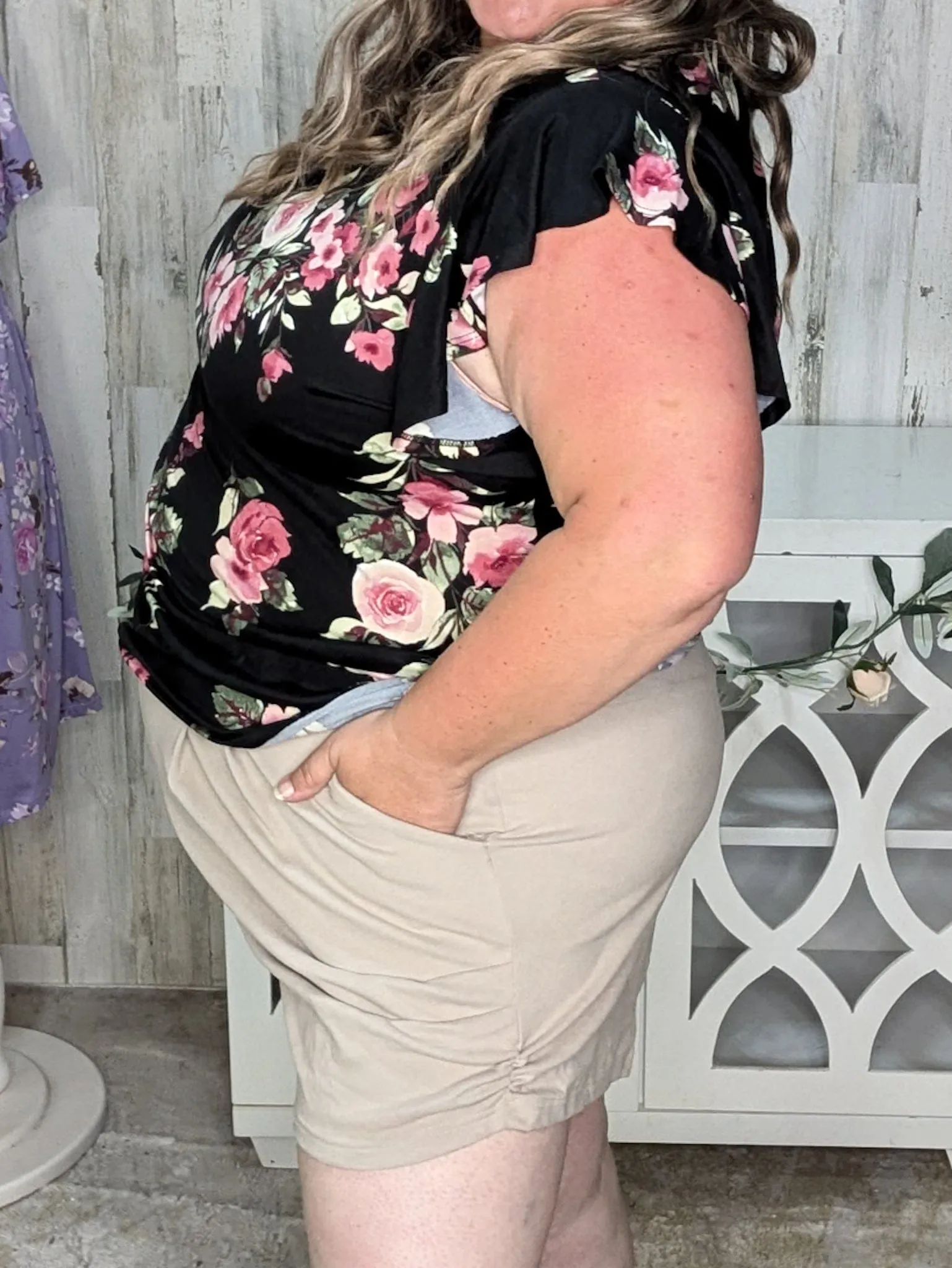 June Ruched Harem Shorts in Natural Stone