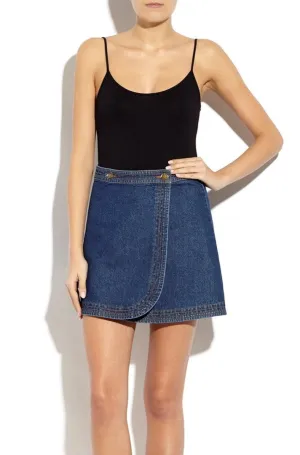 KENNY WRAP OVER DENIM MINI SKIRT
