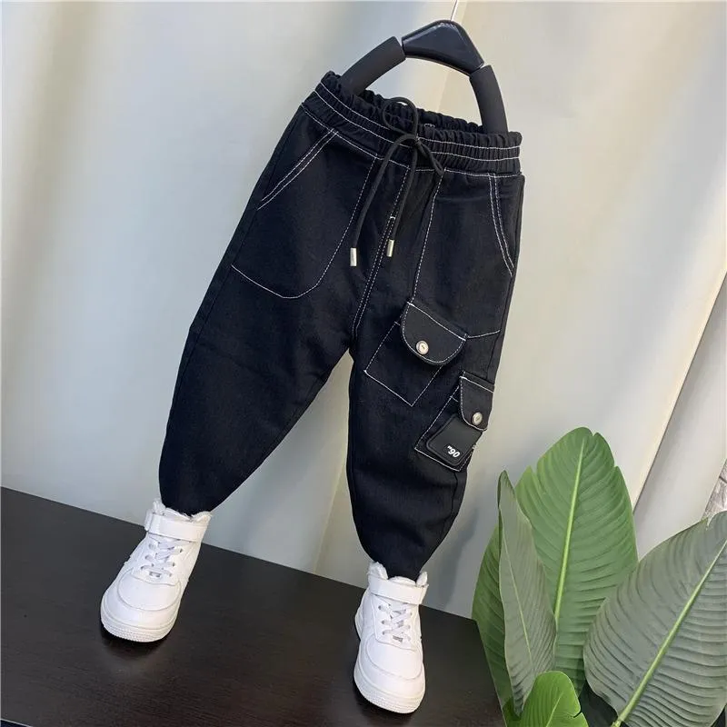 Kids Boys jeans plus velvet thickening children's warm casual denim Jeans - BJN0107