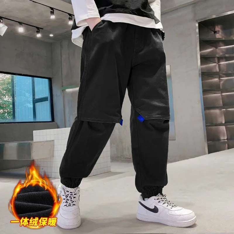 Kids Boys jeans plus velvet thickening children's warm casual denim Jeans - BJN0107