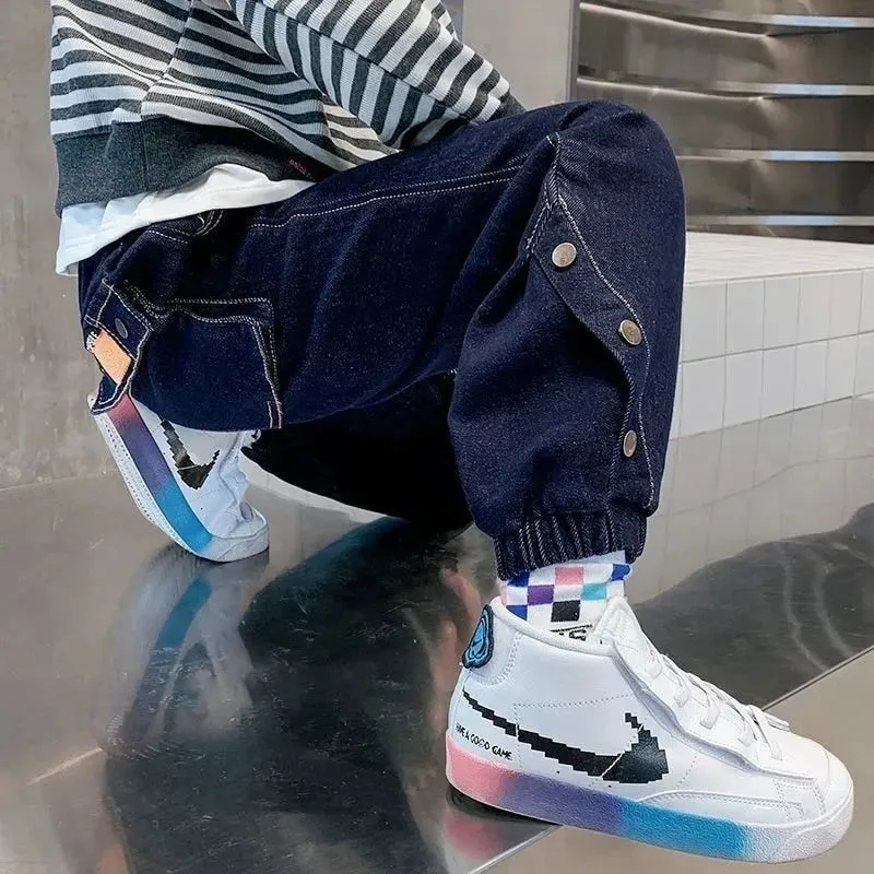 Kids Boys jeans plus velvet thickening children's warm casual denim Jeans - BJN0107