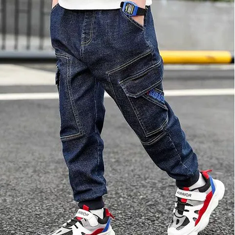 Kids Boys jeans plus velvet thickening children's warm casual denim Jeans - BJN0107