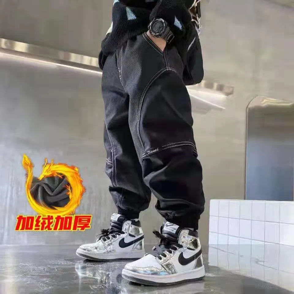 Kids Boys jeans plus velvet thickening children's warm casual denim Jeans - BJN0107