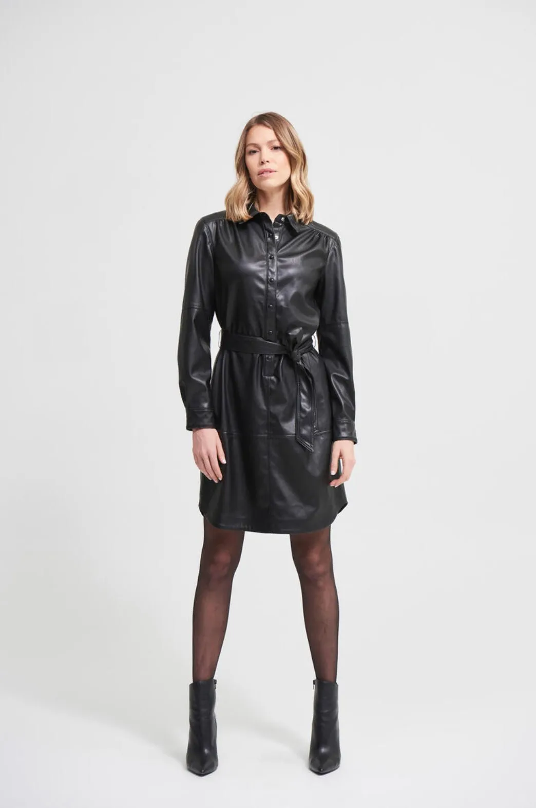 Leatherette Shirt Dress