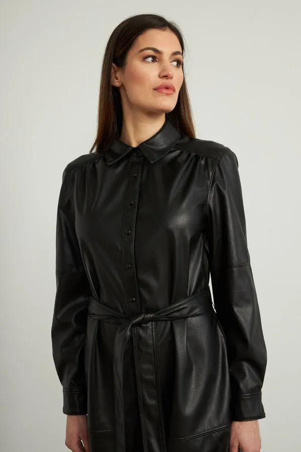 Leatherette Shirt Dress