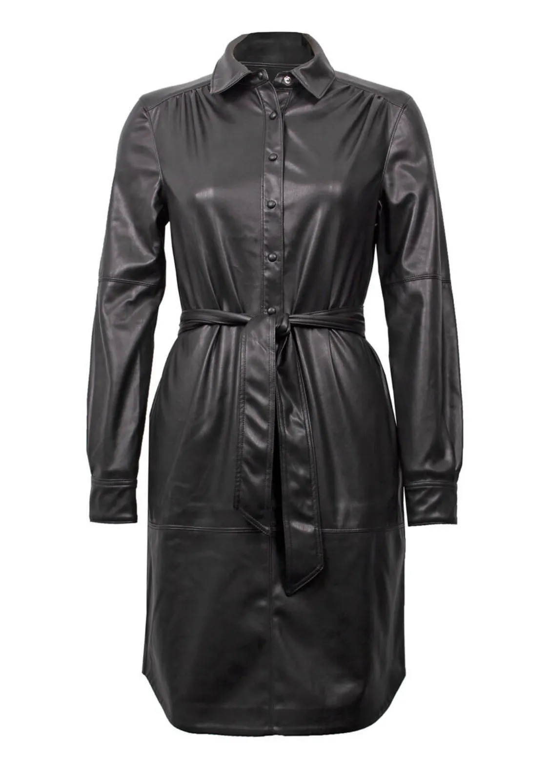 Leatherette Shirt Dress