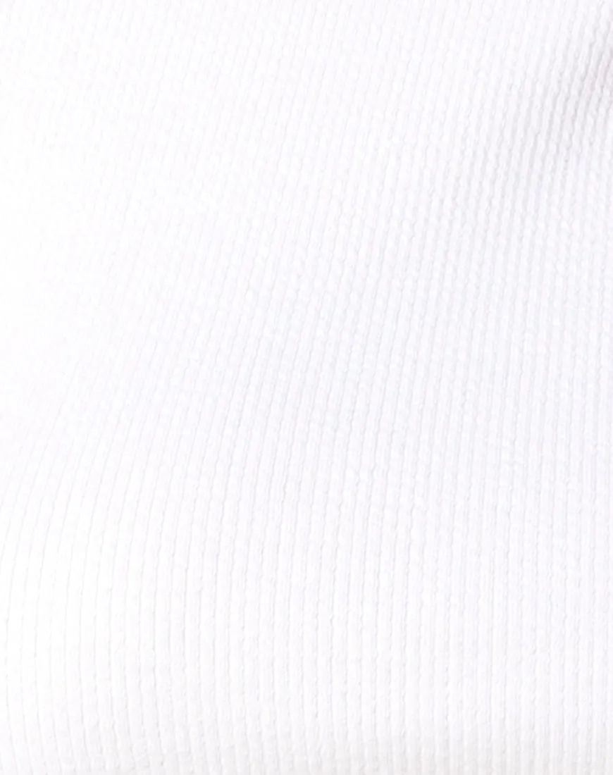 Loaiza Cold Shouder Top in Mini Rib White