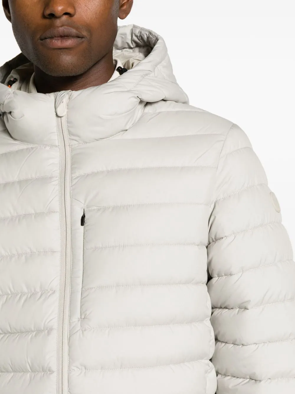 logo-patch padded hooded jacket
