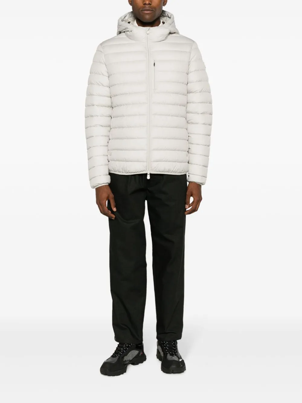 logo-patch padded hooded jacket