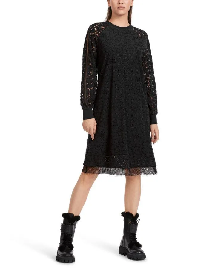 Marc Cain Star Print Lace Mesh Dress