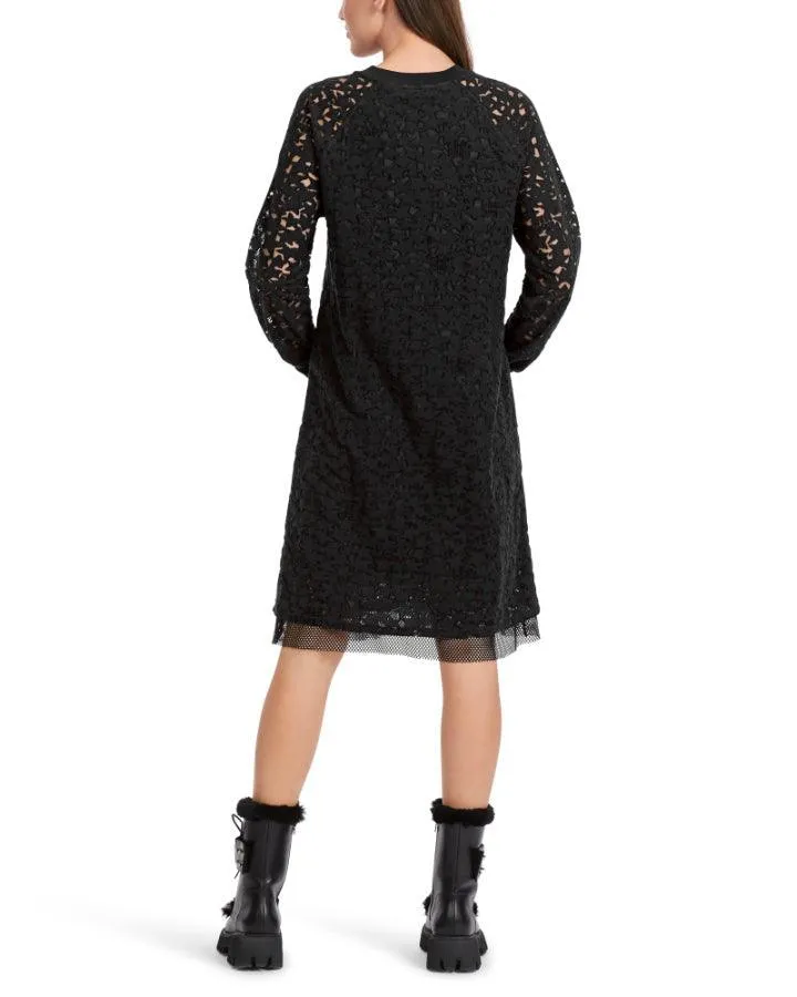 Marc Cain Star Print Lace Mesh Dress
