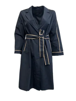 Marina Rinaldi Women's Navy Targa Belted Trench Coat NWT