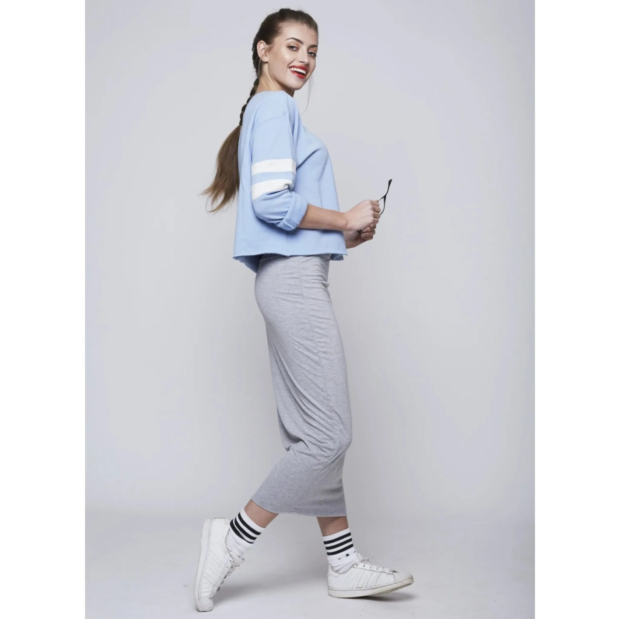 Midi Tube Skirt: Heather Grey