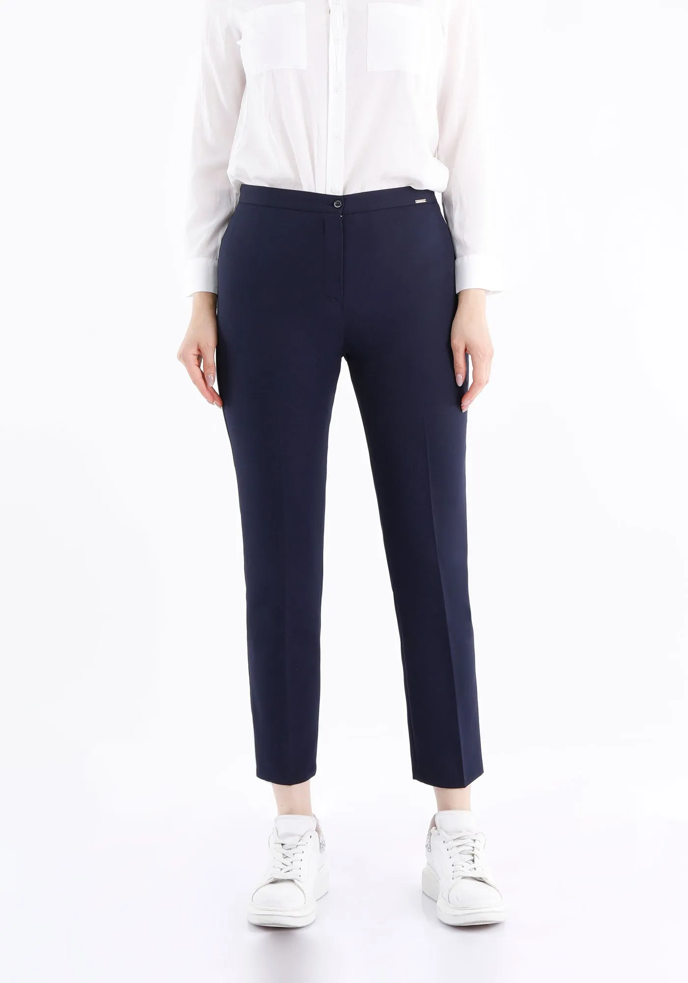 Navy Ankle Length Skinny Pants