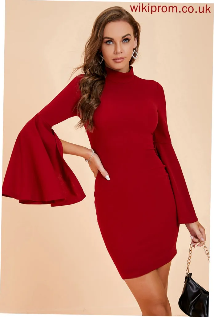 Neck Sleeves Dresses Bodycon Willa Long Elegant Mini High Club Dresses Polyester