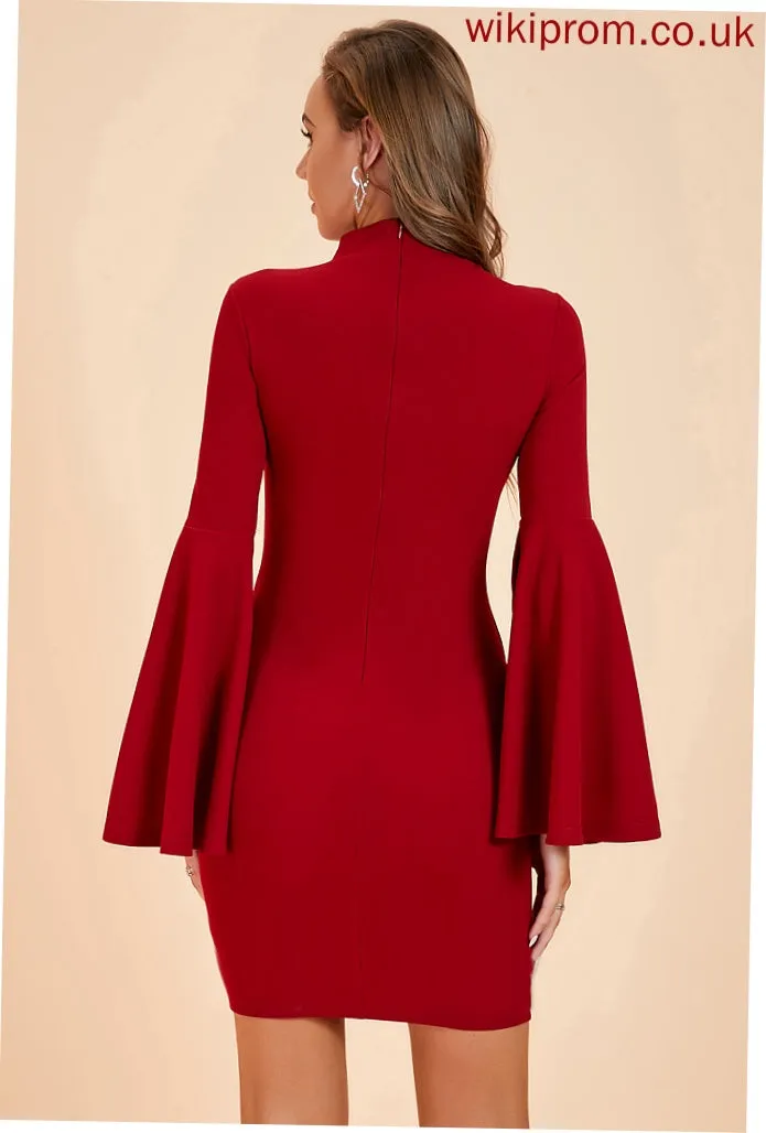 Neck Sleeves Dresses Bodycon Willa Long Elegant Mini High Club Dresses Polyester