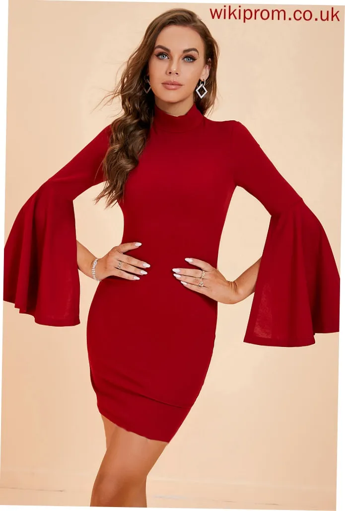 Neck Sleeves Dresses Bodycon Willa Long Elegant Mini High Club Dresses Polyester