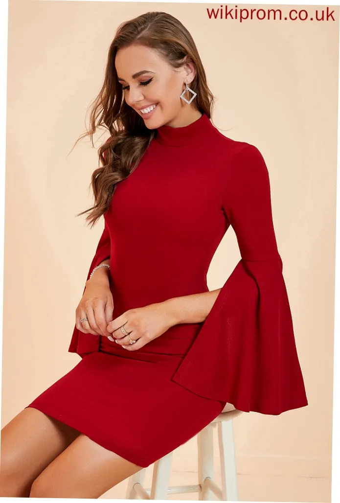 Neck Sleeves Dresses Bodycon Willa Long Elegant Mini High Club Dresses Polyester