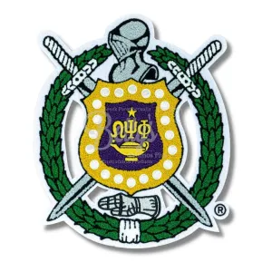 Omega Psi Phi ΩΨΦ Chenille Shield with White Background Embroidery Patch