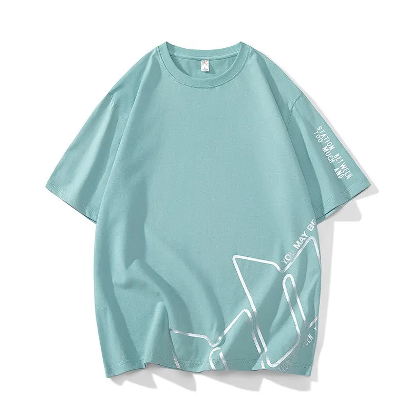 Outlets NASA casual short-sleeved T-shirt men's summer trend ins pure cotton loose tops youth T-shirt men
