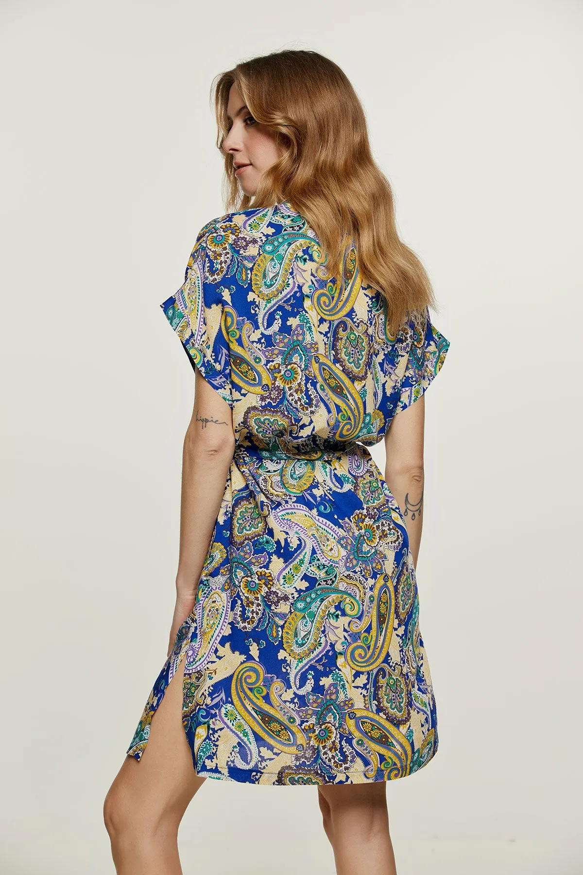 Paisley Print Dress with Slits