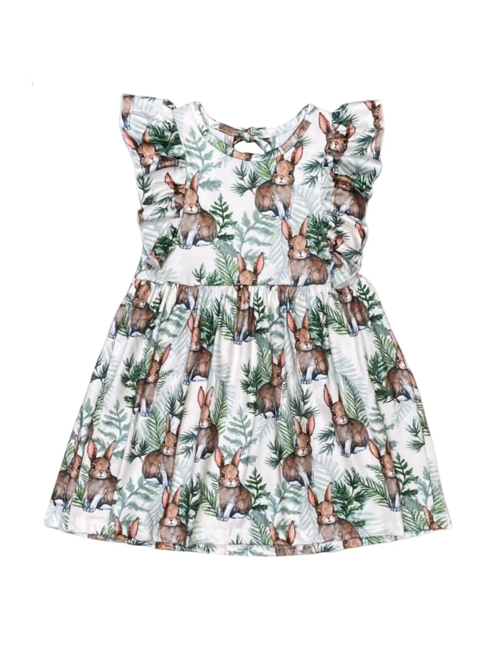 Peter Rabbit Green Ivy Flutter Short Sleeve Girls Spring Dress
