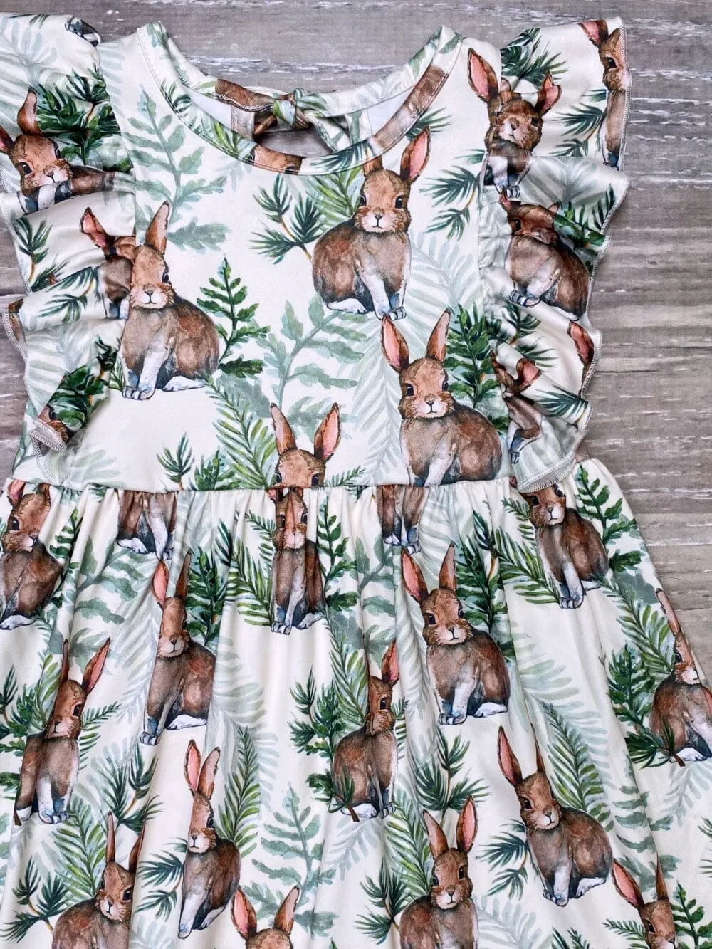 Peter Rabbit Green Ivy Flutter Short Sleeve Girls Spring Dress