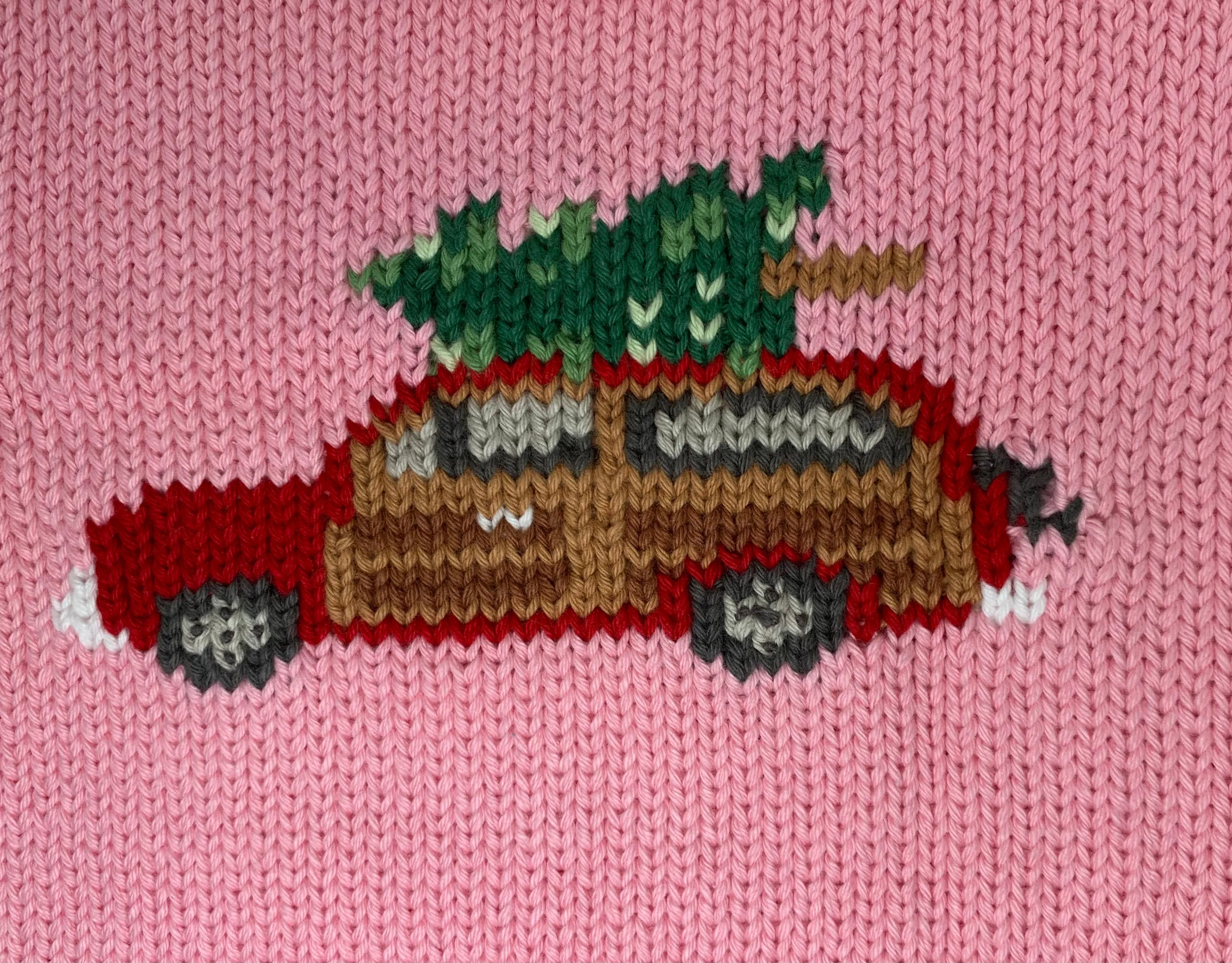 Pink Woody Wagon Christmas Roll Neck Sweater