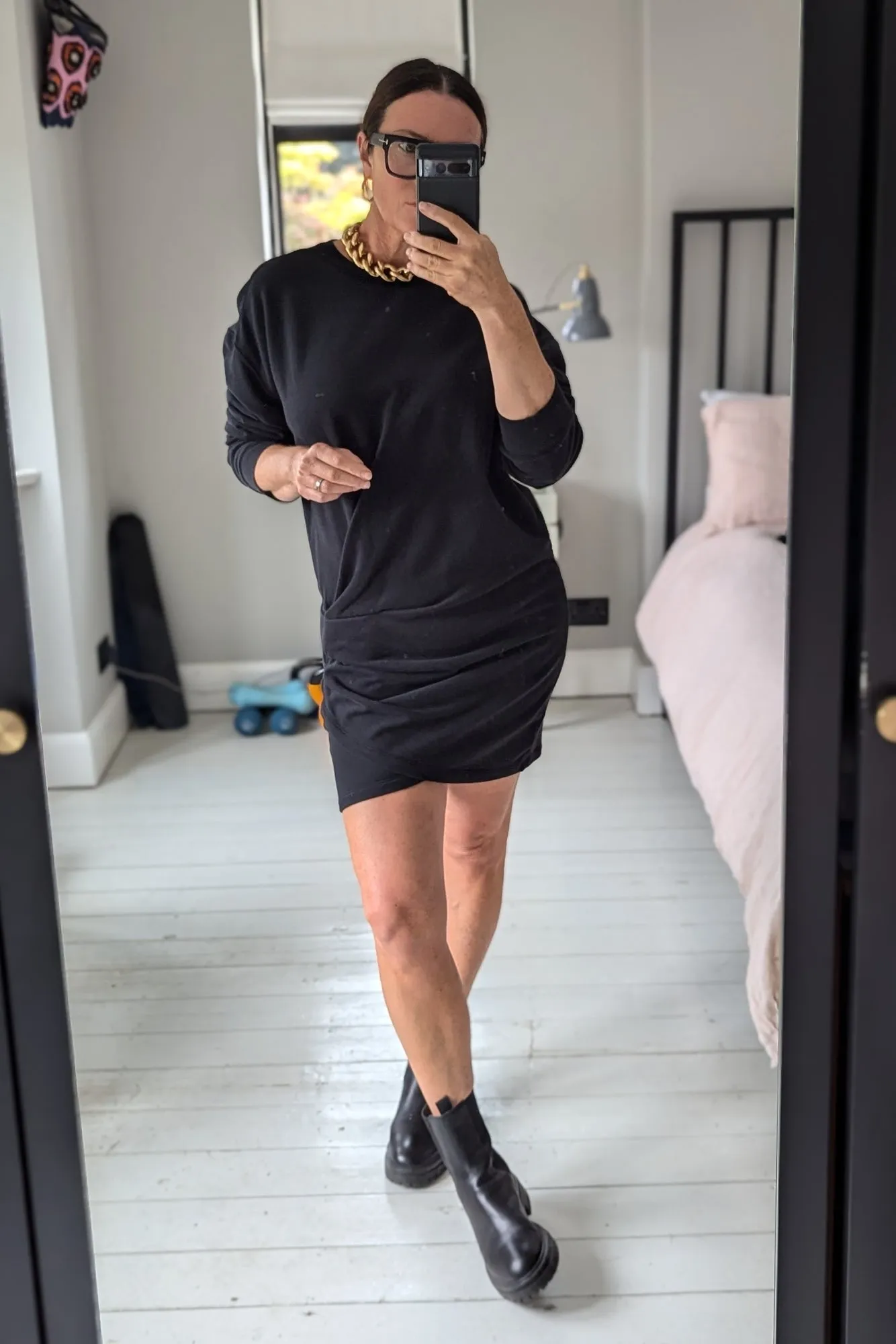 Pipper Black Sweatshirt Dress