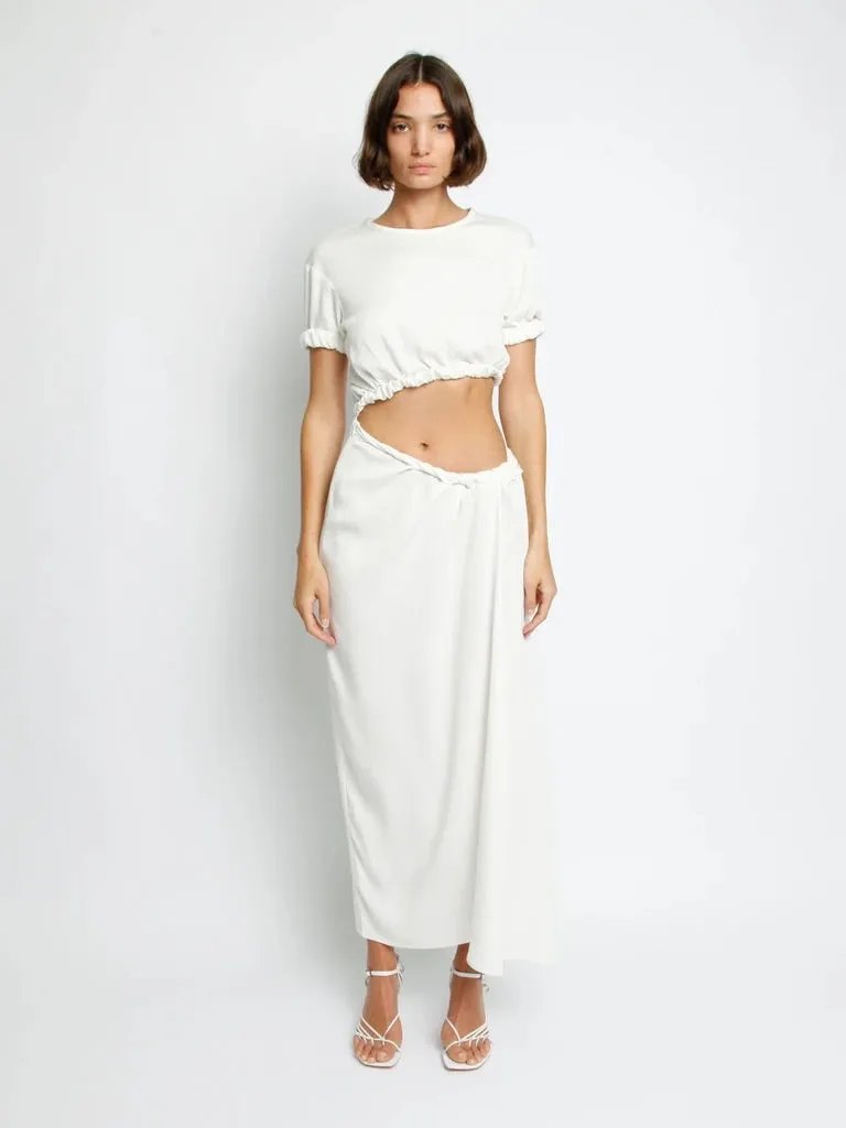 ROLLED UP TEE DRESS - NATURAL