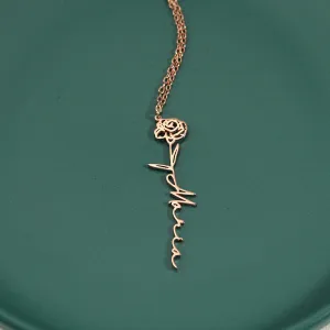 S925 Silver Customizable Birthday Flower Pendant Necklace