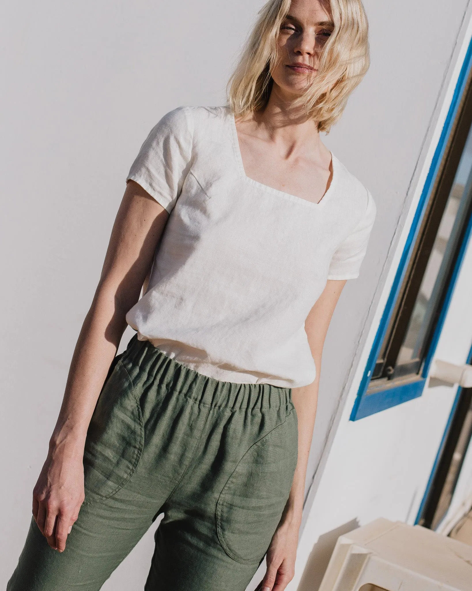 SOOKE trapeze neckline linen top