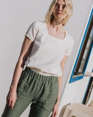SOOKE trapeze neckline linen top
