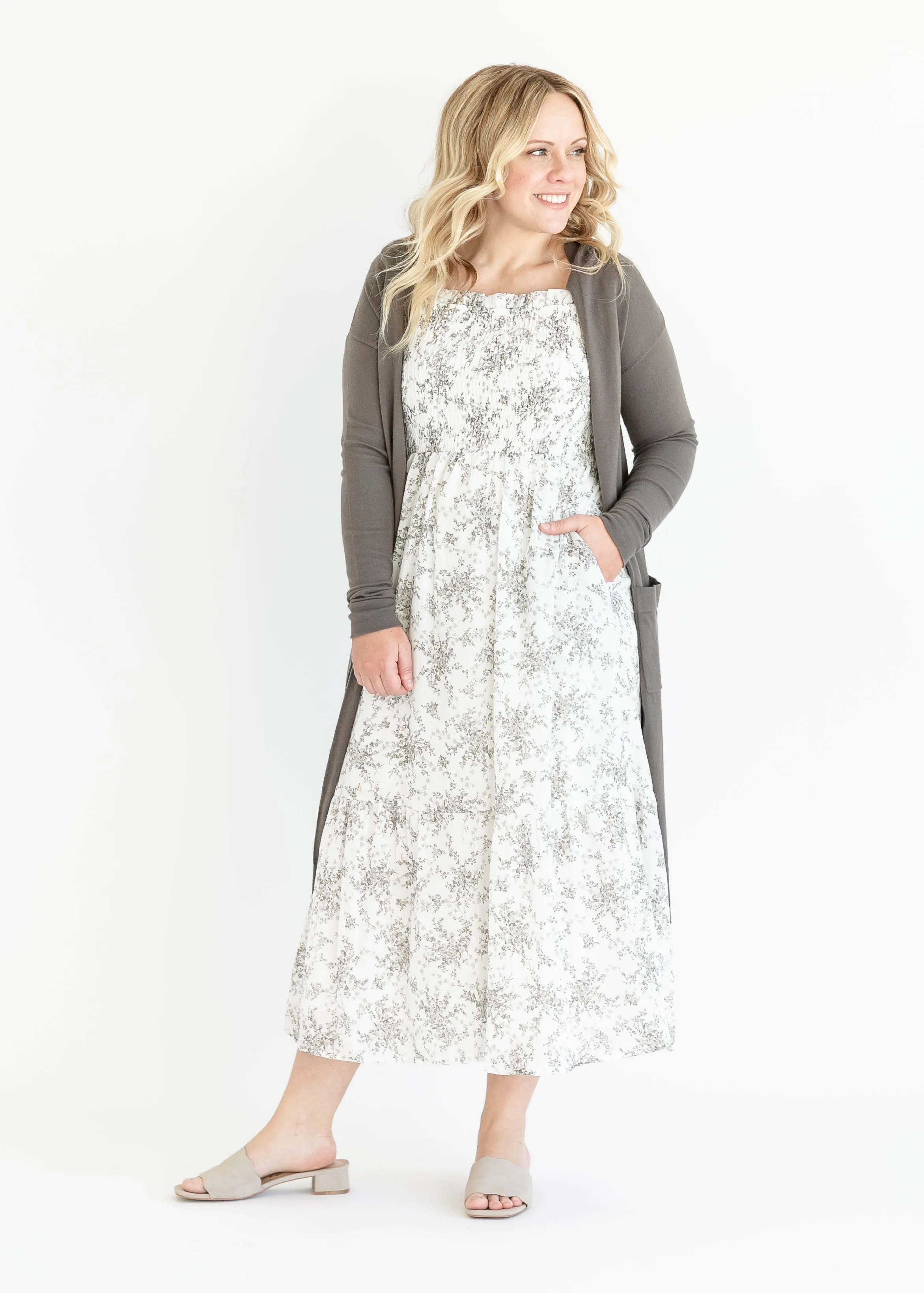 Summer Cap Sleeve Floral Smocked Midi Dress - FINAL SALE