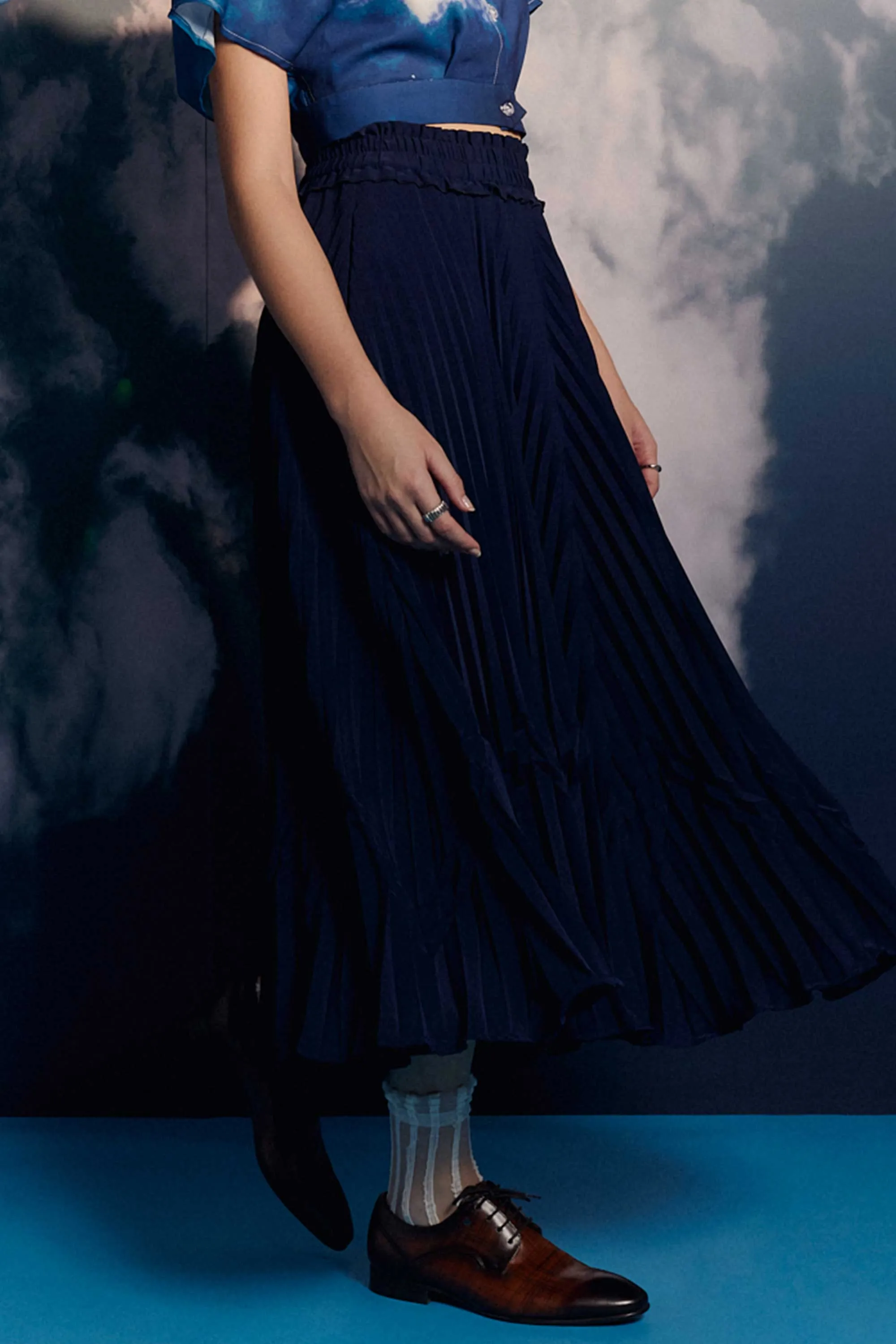 Sunray Circle Skirt (Navy)