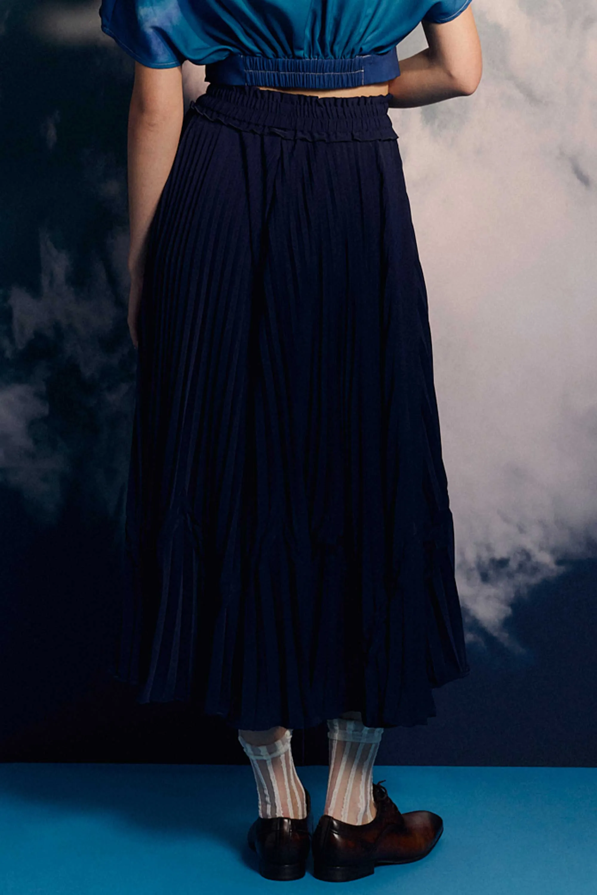 Sunray Circle Skirt (Navy)