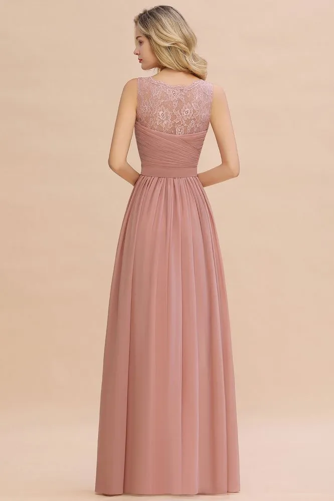 V-Neck Aline Ruffle Chiffon Bridesmaid Dress Sleeveless Floral Evening Swing Dress