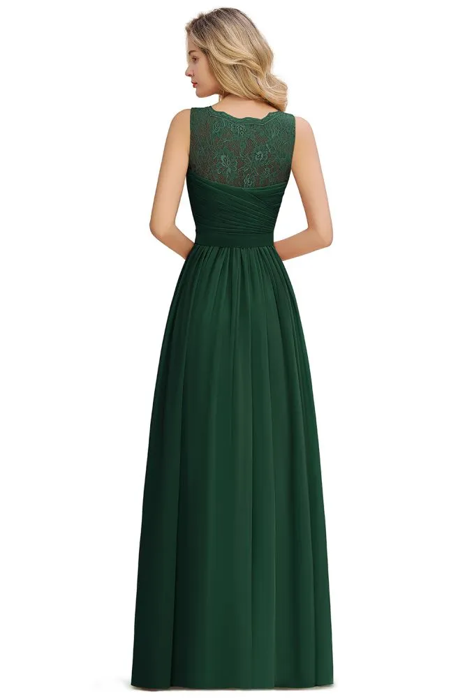 V-Neck Aline Ruffle Chiffon Bridesmaid Dress Sleeveless Floral Evening Swing Dress