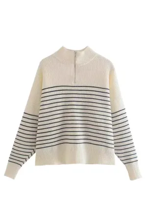 'Vera' Striped Long-Sleeved Knitted Sweater