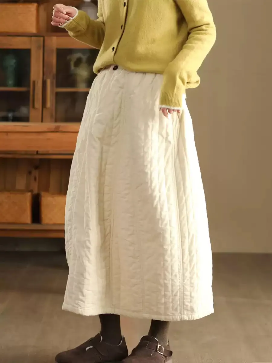 Women Autumn Casual Solid A-Shape Padded Skirt