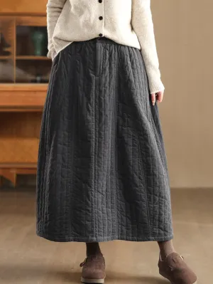 Women Autumn Casual Solid A-Shape Padded Skirt
