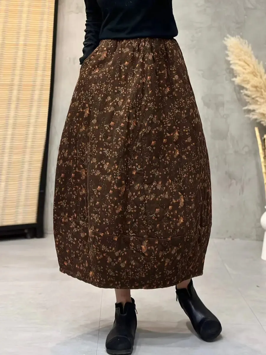 Women Flower A-shape Padded Skirt