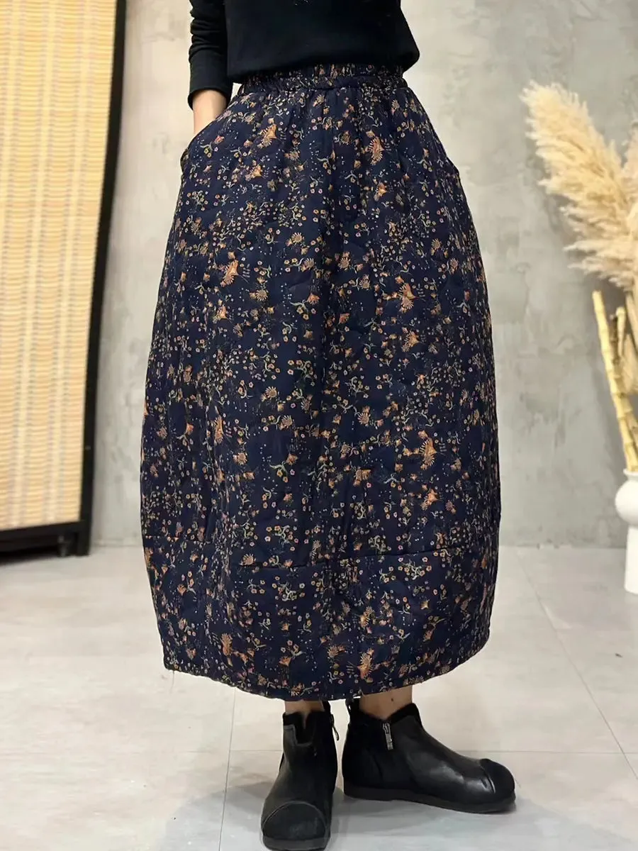 Women Flower A-shape Padded Skirt